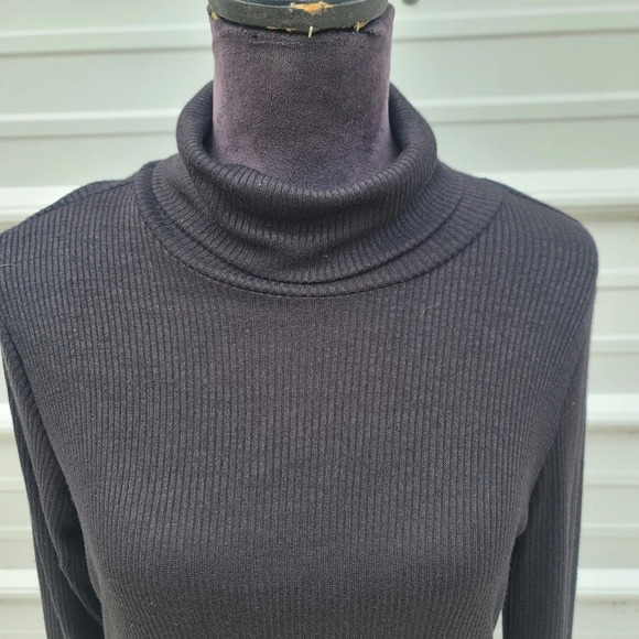 Apt. 9 Women's Black Ribbed Turtleneck Long Sleeve Stretch Women's M - Picture 5 of 12